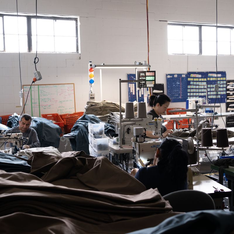 Factory in London, Ontario. Fair trade clothing, high quality Canadian made clothing. 
